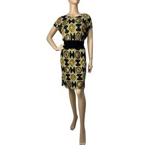 Versace Jeans Black & Gold Baroque Print Dress - Size S-M